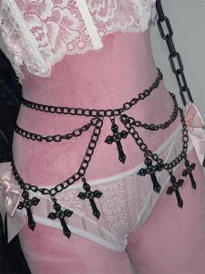 Y2K Millennium Hot Girl Aby Double Layer Street Cross Metal Punk Trendy Pants Chain Skirt Chain Waist Chain Hip Hop Style Belt