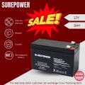 SUREPOWER Maintenance Free Sealed Lead Acid Battery (12V 9AH) UPS/ Automatic system/ PABX system/ fire alarm/ emergency lightning/ alarm system. 