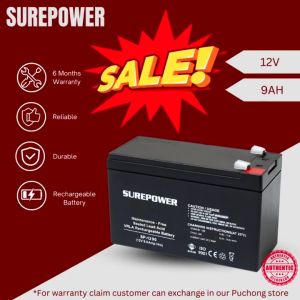 SUREPOWER Maintenance Free Sealed Lead Acid Battery (12V 9AH) UPS/ Automatic system/ PABX system/ fire alarm/ emergency lightning/ alarm system