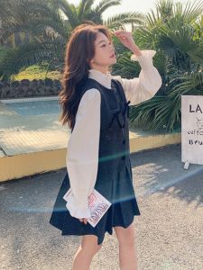 Black Sequin Vest Dress Womens Spring Autumn 2025 New Small Size Elegant Age-Defying Skirt Korean Style High Waist A-Line Dress