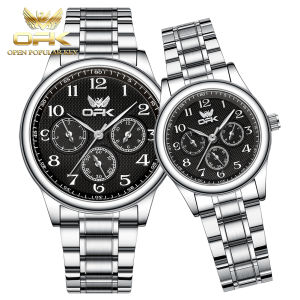 OPK resmi autentik jam tangan couple terbaru 2025 mode santai cermin HD tali jam baja tahan karat jam tangan couple sama pacar