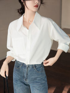White Shirt for Women Fashionable Stylish Spring and Autumn Minimalist French Style Temperament Tops Western Style Work Clothing Office Lady Style Shirt Young