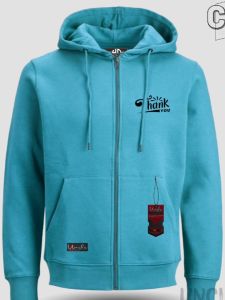 COD Jaket Sweater Hoodie Resleting Warna Tosca List Thank You Size (M-XXL) Bahan Cotton Flecee