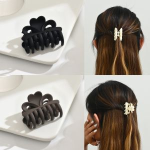 Matte Double Row Tooth Hair Clip Medium Size Cat Eye Claw Clip Heart Shaped Double Hole Half Updo Hair Clip Hair Accessories
