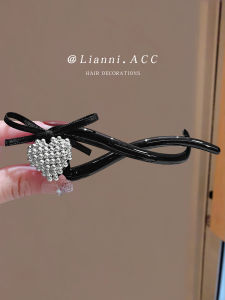 New Chinese Style Fashion Twisted Pearl Heart Shaped Hair Clip Diamond Dust All Purpose Retro Hair Accessories for Women