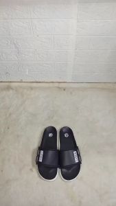 Agnia - CL Sintetis Pvc Sol Putih - Sandal Slop Pria Terbaru / Slide Sandal Pria - Black/White