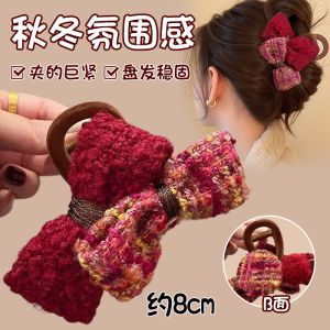 Ankela Red Butterfly Knot Hair Clip Stylish Small Fragrance Style Hair Accessories Women Back of Head Bun Shark Clamp New Year Hair Decorations