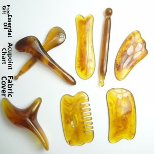 Resin Buffalo Horn Head Massage Gua Sha Board Facial Healing Tool Eye Massage Stick Professional Skin Care Equipment