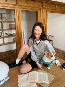 NIHAOKANONG | Áo Hoodie Nữ Form Rộng Thêu Chữ Cổ V Đôi Màu