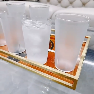 T-ORAS 6pcs High Grade Non Toxic Acrylic Cup Frosted Thickened Transparent plastic frosted cup