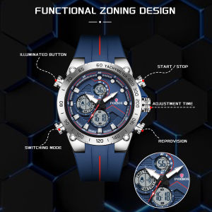 LIGE x Foxbox Men Watches Fashion Sports Dual Display Waterproof Stopwatch Alarm Digital Watch Jam Tangan Lelaki + Box
