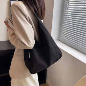Corduroy Canvas Shoulder Bag Female College Student Class Tote Cloth Bag Large Capacity Bag Bag Idle Style Shoulder Bag