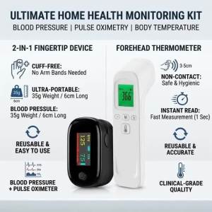 Body IR Thermometer Non-contact Fever Measuring Thermometer OR 2IN1 Oximeter + Sphygmomanometer Finger Pulse Meter Personal Tool