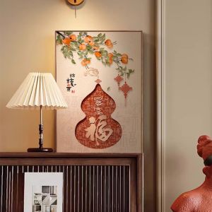New Chinese Style Decorative Painting Blessing Picture Entrance Hall Decoration Good Luck Tabletop Display Gourd Hanging Artwork