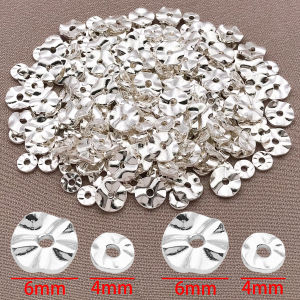 Mix 15pcs 18K copper plated real golden thick silvery white golden wave spacing beads DIY jewelry making accessories