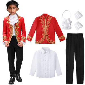 Tuxedo Suit for Kids Boy Prince Charming Drama Costumes Children Halloween Pageant Stage Performance Wedding Formal Attire Americana Blazer Pants Outfits