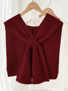 ผ้าพันคอถักหนาสไตล์เกาหลีสำหรับผู้หญิง ผ้าคลุมไหล่แบบไขว้ เสื้อคลุมกันหนาวแบบสวมลำลอง ผ้าพันคอสีพื้น ผ้าพันคอแบบยาว