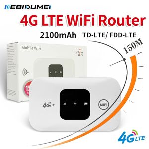 Kebidumei | Kebidumei 4G LTE Router 150Mbps Mobile Wifi Hotspot Wireless Wi-Fi MiFi Modem with SIM Card Slot for Outdoor Home Office Travel