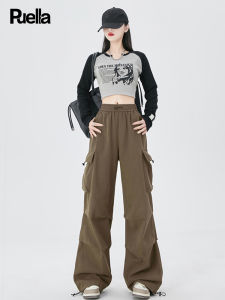 Puella High Waist Wide Leg Casual Workwear Pants Womens Solid Color Fashionable American Style New 2025 Ladies Polyester Fiber