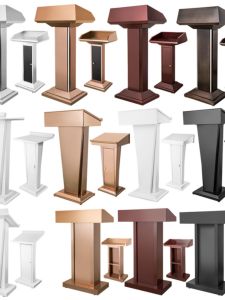 Modern Stainless Steel Reception Desk Host Speech Service Hotel Security Post Square Shape Office Furniture Speaking Table