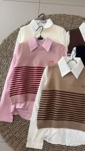 KEMEJA KATUN PLUS ROMPI STRIP IMPORT BSS