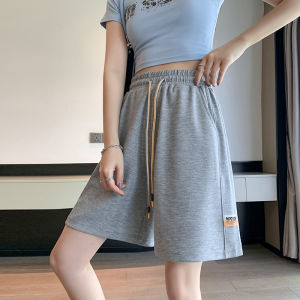 Khaki Color Short Pants Womens High Waist Loose Slim Straight Casual Mid-Length Wide Leg Sports Five-Point Pants