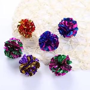 8PCS Cat Colorful Crinkle Balls 6cm Cat Dog Interactive Toys Cat Sound Tin Ringing Paper Pet Supplies Random Color