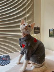 Sphinx Hairless German Cat Knitted Open Cardigan Autumn Winter Abyssinian Cat Dog Outerwear Fashionable Pet Clothing Accessory