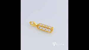 [VJ]Pendant "Cylinder Cubic Zirconia" 999.9 Bangkok Gold Plated SP23 <Loket Permata>