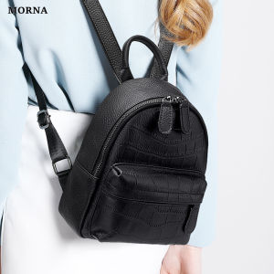 MORNA 2025 Womens Handbag Double Pocket Leather Fashion Small Backpack Womens Shoulder Bag