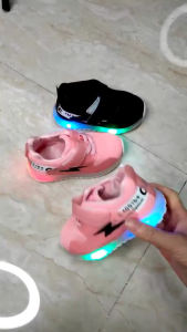 Kids LED Light Up Sneakers - Breathable Mesh Hook  Loop Colorful Flashing Lights Casual Sport Shoes for Boys  Girls