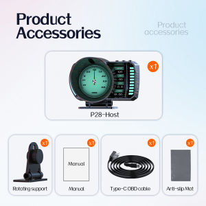 RYSJM | OBD2 + GPS HUD P28 on-board Computer EOBD Scanner with Fuel consumption turbine pressure Speed Turbo RPM Alarm Head-up Display