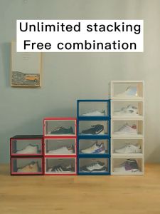 JG Storage Box Sturdy and durable for storing sports shoes Shoe box Clear plastic stackable shoe display box