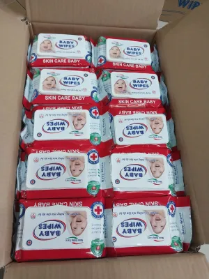 [ Sỉ Thùng 50 Gói ] Khăn Ướt Baby wipes cao cấp 80g mùi hương dịu.