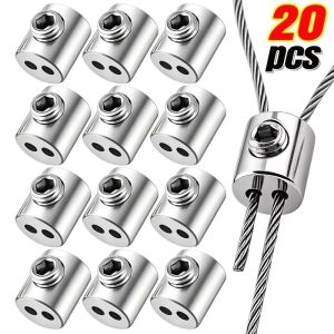YESPERY 20Pcs Steel Wire Rope Clamp Stainless Steel Cable Alloy Hanging Clip Adjustable Screws Fixed Hardware Accessories