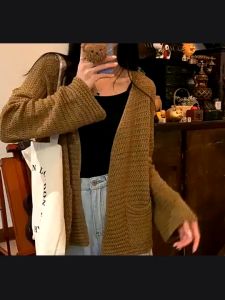 🔥[C187] Khoác len Montoghi Dệt kim LƯỚI QC DÁNG DÀI PHỐI TÚI đi biển Quảng Châu - kholenqc