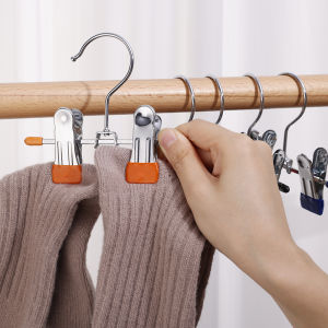 【On Sale】Portable Colorful Stainless Steel Anti-slip Clip Closet Space Saving Storage Clip with Hook Balcony Laundry Drying Windproof Clip