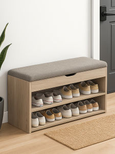 เก้าอี้เปลี่ยนรองเท้า ตู้รองเท้า ที่นั่งแบบอินเทgrete ประตูบ้าน ที่นั่งเปลี่ยนรองเท้าในบ้าน ชั้นวางรองเท้าเก็บของแบบบาง