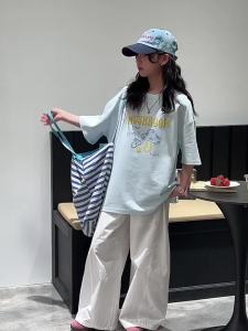 Summer New Thin Short Sleeve Set Printed T-Shirt Culottes Shorts