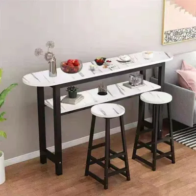 Modern Minimalist Bar Table Home Living Room Coffee Semi-Circular Double Layer High Foot Table Partition Wall Mounted