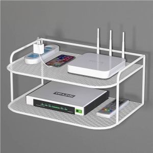 Wall-Mounted No-Drill Placement Rack for Router and Set-top Box