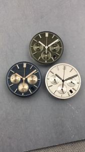 31.5mm Black Olive Dark Blue VK63 Quartz Watch Dial Rose Indice Hands For VK63 Movement Modified Watch Parts C3 Green Luminous
