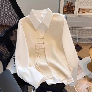 SUOSHE | Extra Large Size 300kg Chinese Style Layered Shirt Vest Set