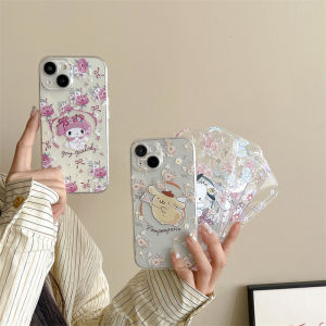 Cartoon Sanrio Kawaii Phone Case Transparent Anti-Fall Soft Silicone Shell for  13 pro Max 14 12 Mini Female Version Pachat Dog Meowth