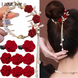 Phụ Nữ Cổ Điển Màu Đỏ Tăng Kẹp Tóc Kẹp tóc càng cua Thanh Lịch Thời Trang Mũ Phụ Nữ Trở Lại Tóc cài tóc Tua Rua Phụ kiện mũ nón