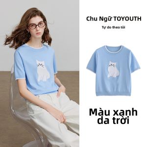 Toyouth | Áo Sweater Knit T Tay Ngắn Đấu Màu