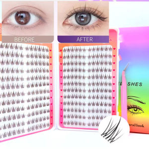 No Glue Sunflower Eyelash Extensions Kit 288 Clusters 24 Rows Individual Lashes with Tweezers
