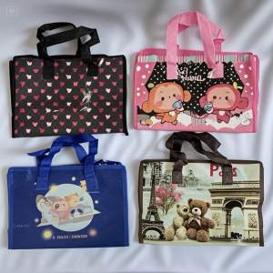 Rubber Bag Cartoon Pattern Luggage Bag Storage Bag Eco Bag Sako Bag Zipper Bag Thick and Durable #226 Random Pattern