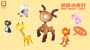 MEKANSM Lampu Tidur Anak Hewan DIY/Set Blok Kecil Puzzle 3D Hadiah Ulang Tahun