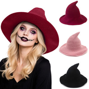 Nữ Điểm Dài Mũ Phù Thủy Dệt Kim Cho Tiệc Hóa Trang Halloween Lễ Hội Phép Thuật Cosplay Trang Trí Người Lớn Polyester Đảng Phụ Kiện